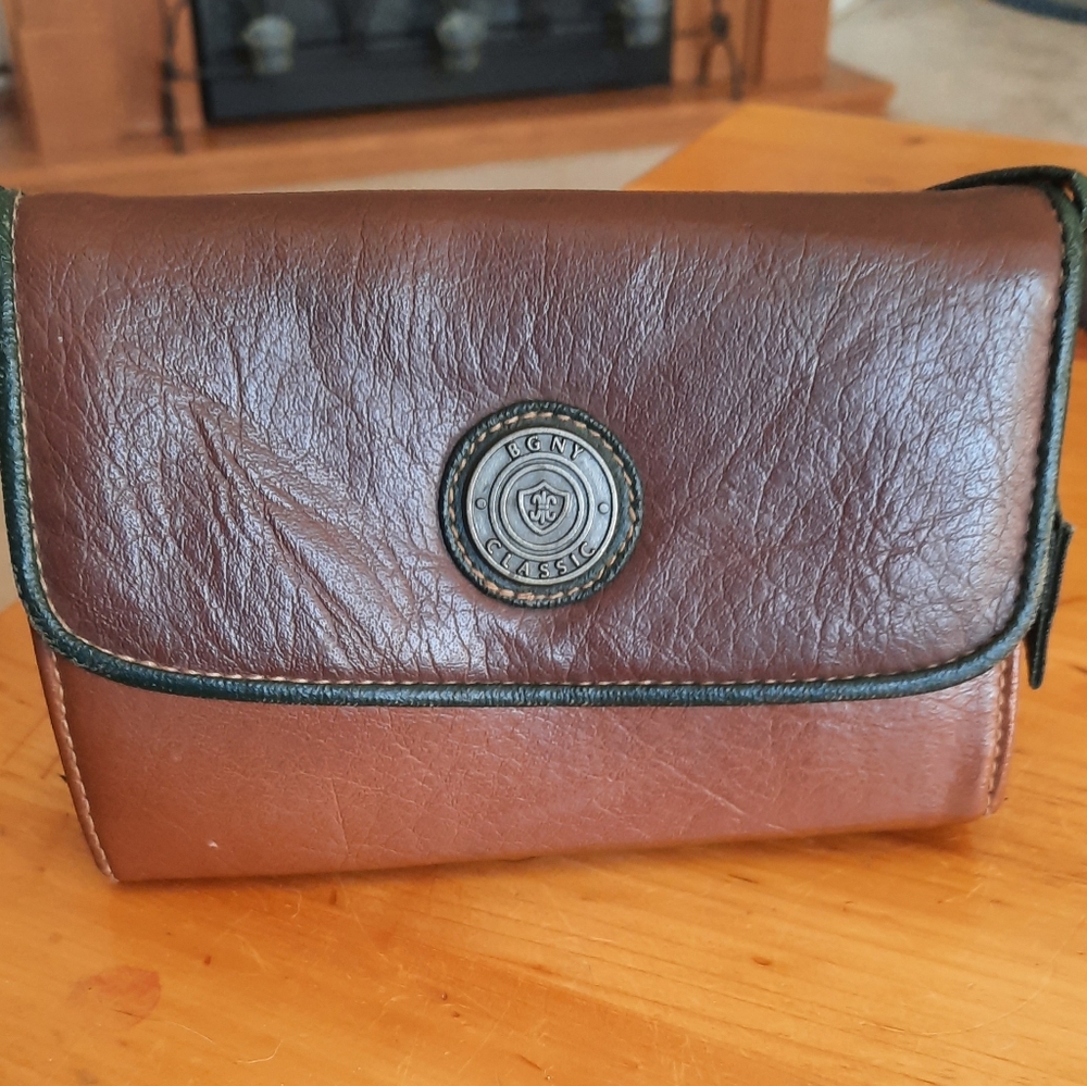 Brown with Green Accents Crossbody Bag